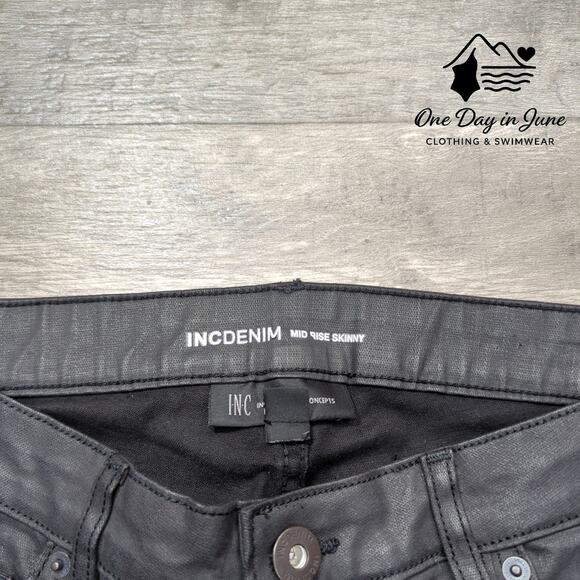 INC International Concepts Coated Denim Mid Rise Skinny Jeans Size 12 - Picture 2 of 6